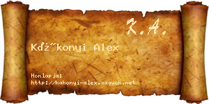 Kákonyi Alex névjegykártya